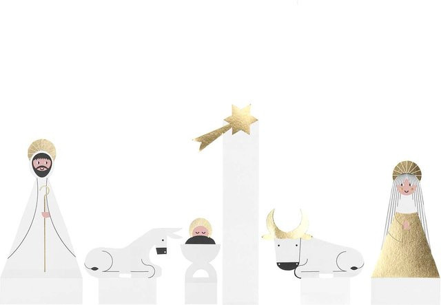Rico Design Paper Poetry Kartendeko-Set Holy Family in Weiß, 6 Stück - Bild 1