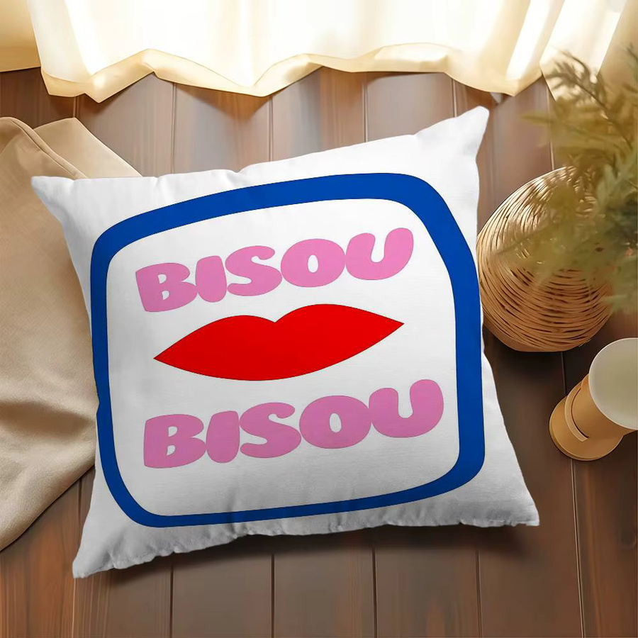 Kissenbezug von Bisou Room Aesthetics in Rosa mit eklektischem Grafikdesign und französischen Zitaten, B/B: 45 x 45 cm - Bild 4