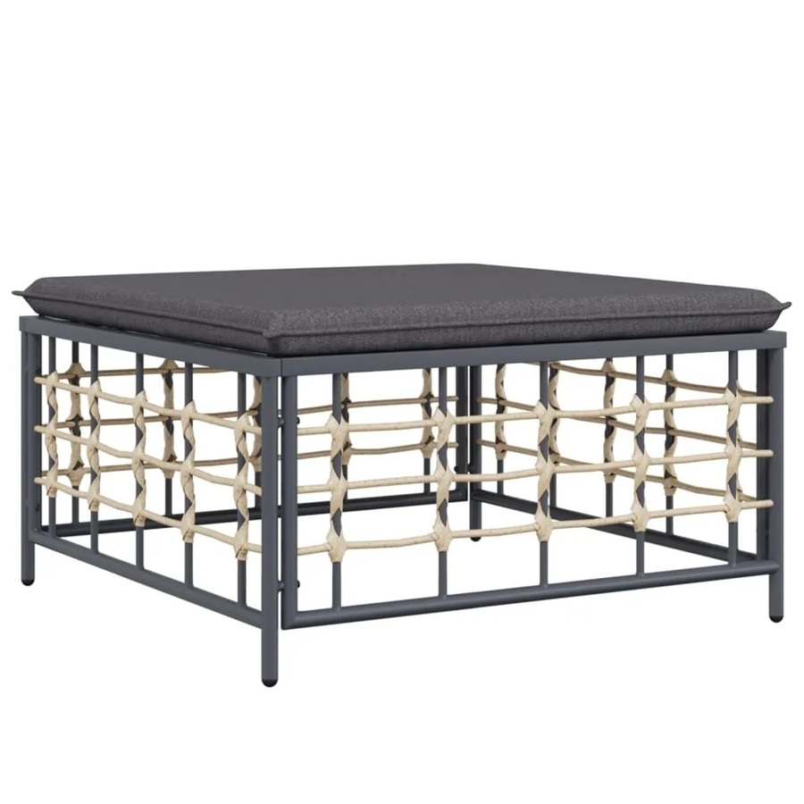 vidaXL Gartenhocker aus Polyrattan mit Kissen in Anthrazit und Grau - Bild 2