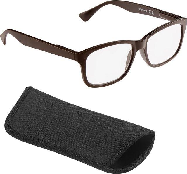 Wellys Lesebrille Multi-Zonen, Unisex, Vollrand, rechteckig, Kunststoff, braun - Bild 1