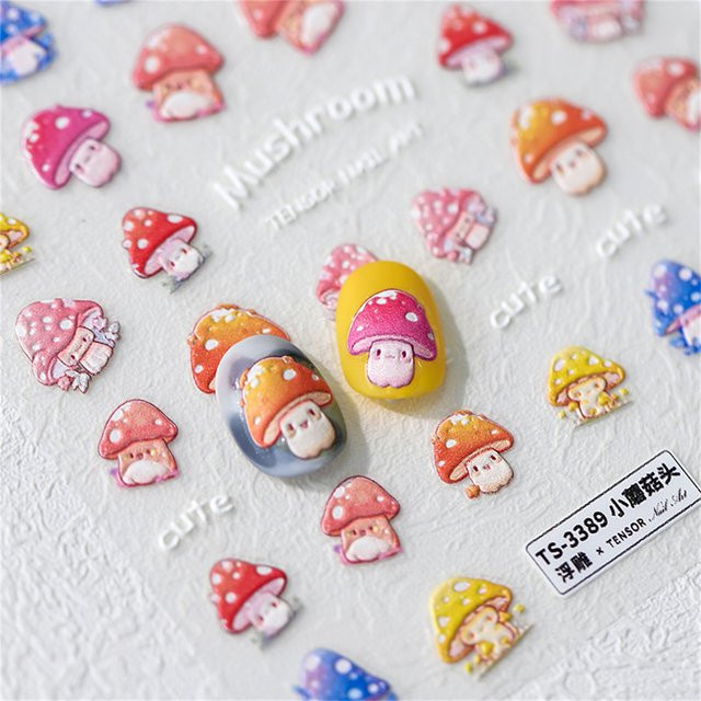 NAILFYOU Pilz Nail Art Aufkleber, 5D Relief, Bunt, Unisex - Bild 1