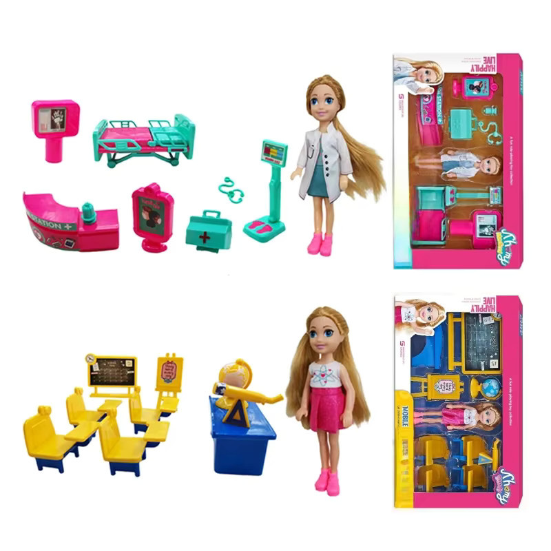 KIEKA Puppe und Zubehör, Rollenspiel Spielset, 14cm, ab 3 Jahre - Bild 4