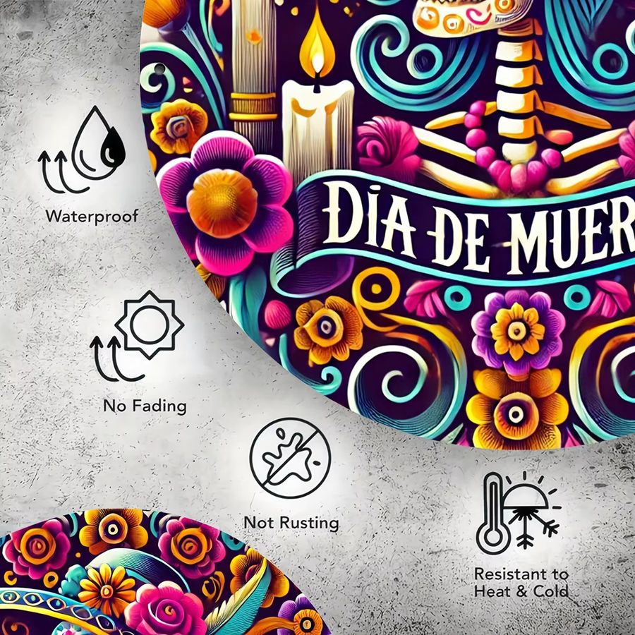 Potdemiel Aluminiumschild Day of the Dead mit Zuckerschädel-Design, Multicolor, B/H: 20,3 x 20,3 cm - Bild 5