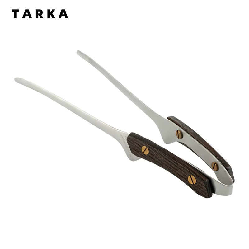 Hitzebeständige Grillzange von TARKA mit Holzgriff in Silber - Bild 2