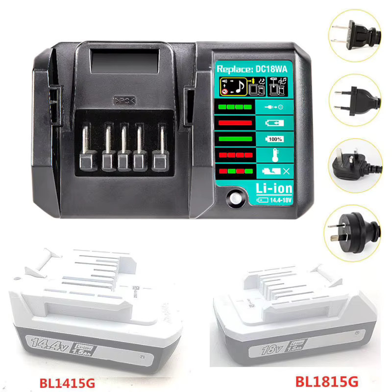 Makita DC18WA Lithium-Ionen-Schnellladegerät für 14,4 V und 18 V Akkus in Schwarz - Bild 4