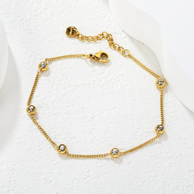 LUXUSTEEL Armband Edelstahl, Gold, Zirkonia, Damen - Bild 1