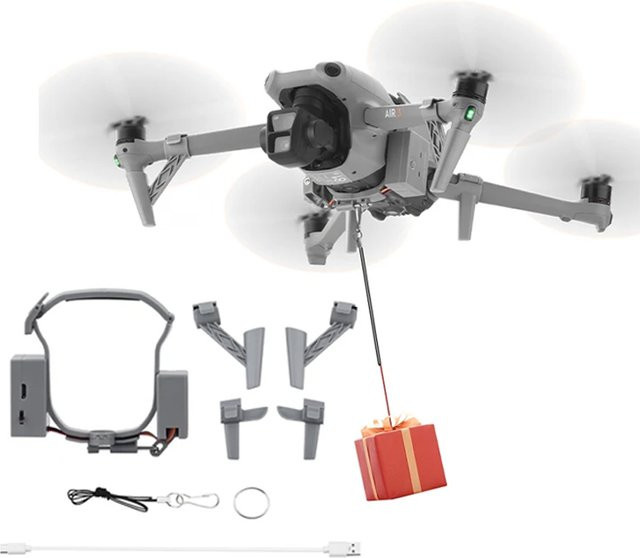 BRDRC Airdrop-System für DJI Air 3 und Air 3S mit Schnellspanner in Grau - Bild 1