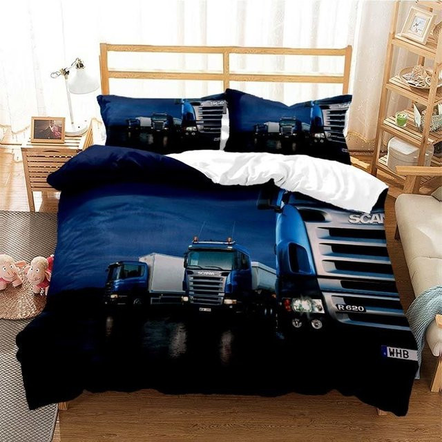 Scania LKW Bettwäsche Set aus Mikrofaser mit 3D-Druck in Blau, B/H: 240 x 220 cm - Bild 1