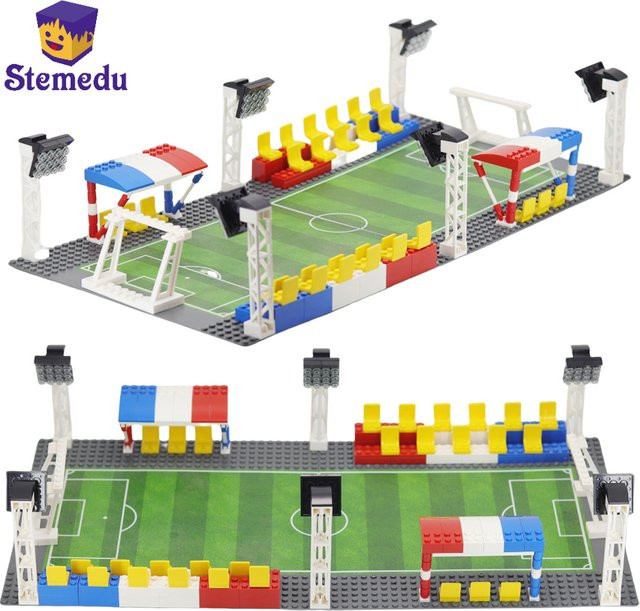 Leduo MOC Fußballplatz Szene, Bausteine Kit, mit Mini Puppe - Bild 1