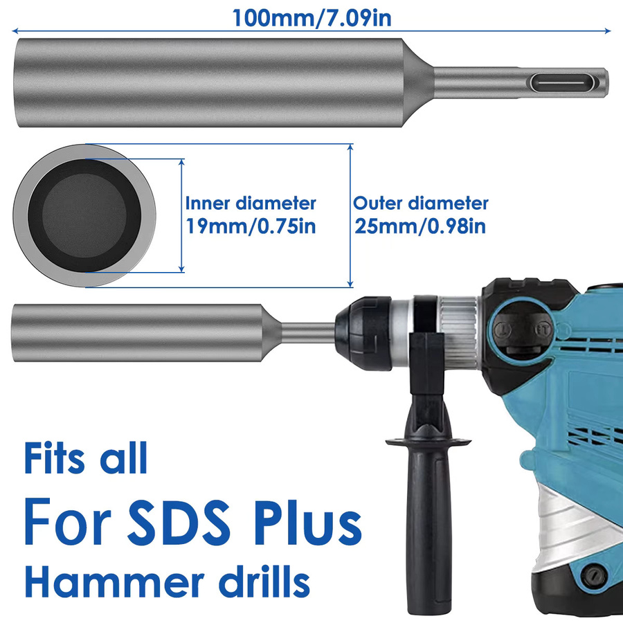 Toorise SDS Plus Erdungsstangentreiber aus gehärtetem Edelstahl für 5/8 Zoll und 3/4 Zoll Erdungsstangen - Bild 3