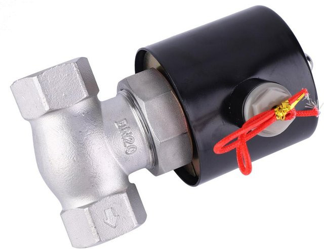 Aimo Zweiweg-Solenoidventil aus Edelstahl in Silber, normalerweise geschlossen, für Luft, Wasser und Dampf - Bild 1