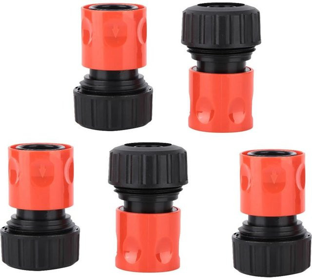 CosyHome 5er Set Schnellanschluss Schlauchverbinder und Wasserrohradapter 3/4 Zoll aus Kunststoff in Schwarz, Orange und Rot - Bild 1