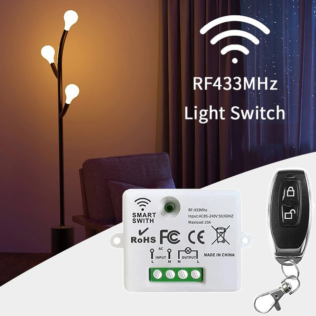 Universal RF 433 MHz Smart Licht Schalter Drahtlose Fernbedienung mit 10A Relais Empfänger Mini Modul in Weiß - Bild 1