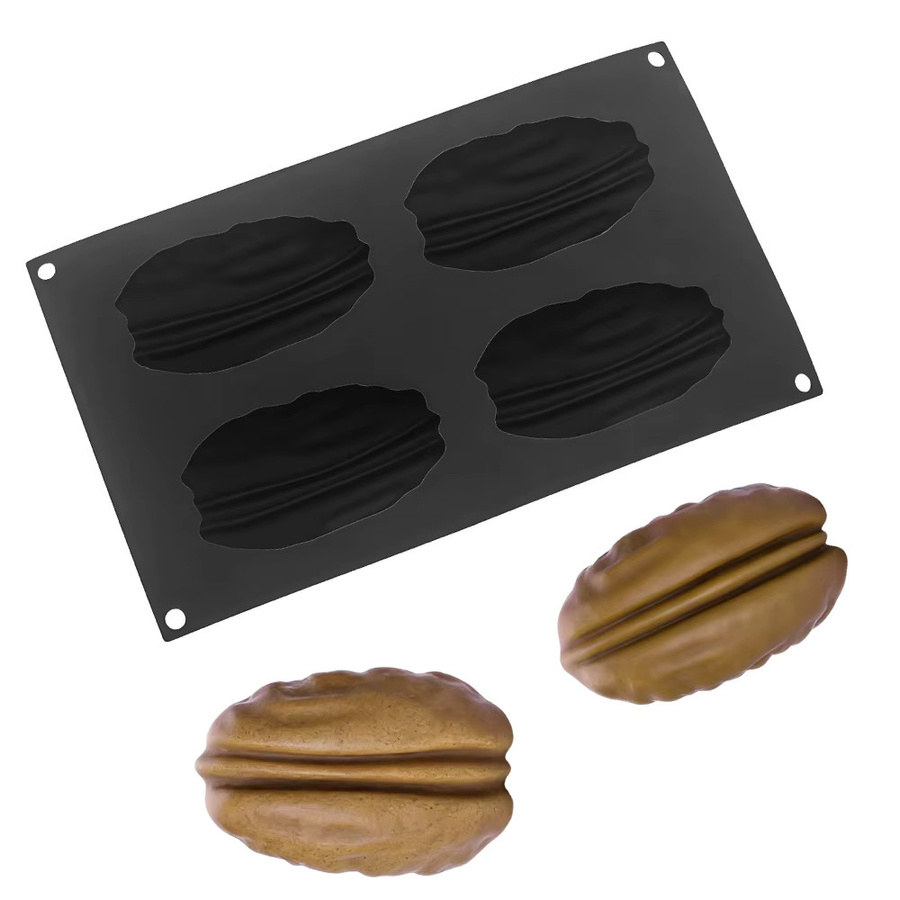 SHENHONG Silikon-Schokoladenform im Pekannuss-Design, lebensmittelechte Mousse- und Kuchenform für Dessert und Backen, Schwarz - Bild 2