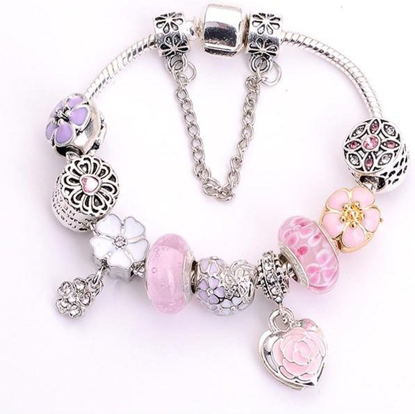 Allbestart Charm-Armband, versilberte Schlangenkette, Kristalle, 17cm, Damen und Kinder - Bild 1