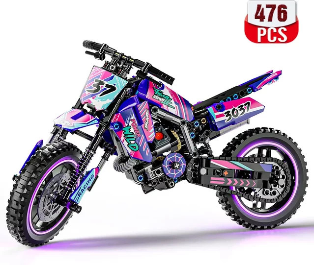 4HLP Motorrad-Spielzeug-Baustein-Set, STEM-Bausatz, 476-teilig - Bild 1