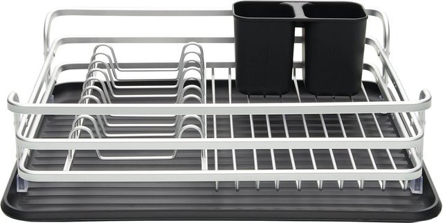Geschirrabtropfkorb Oskar von Mömax in Schwarz/Alufarben mit Abtropfschale, Besteckhalter und Becherhalter, B/T/H: 43,0 x 32,0 x 12,5 cm - Bild 1