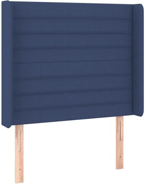 vidaXL Kopfteil mit Ohren in Blau aus Stoff, B/T/H: 93 x 16 x 118/128 cm - Bild 1