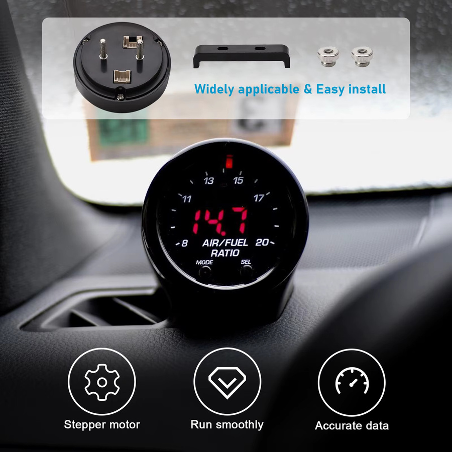 CNSPEED X-Serie Breitband O2 Luft-Kraftstoff-Verhältnis Gauge Kit EM 30-0300 mit LSU 4,9 Sauerstoffsensor in Schwarz - Bild 2