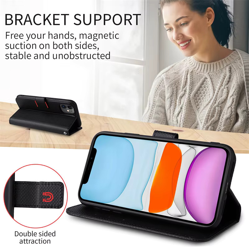 Magnetische Leder-Flip-Wallet-Hülle für Xiaomi 17T Pro 5G in Blau oder Schwarz - Bild 3