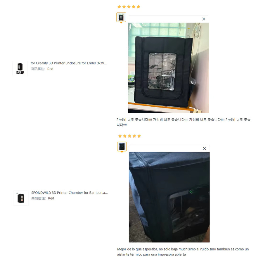 SPONDWILD 3D-Druckerkammer in Schwarz, feuerfeste und schalldichte Abdeckung für Bambu Lab P1P, X1, A1, A1mini sowie Flashforge AD5X und 5M, kompatibel mit Creality Modellen - Bild 3
