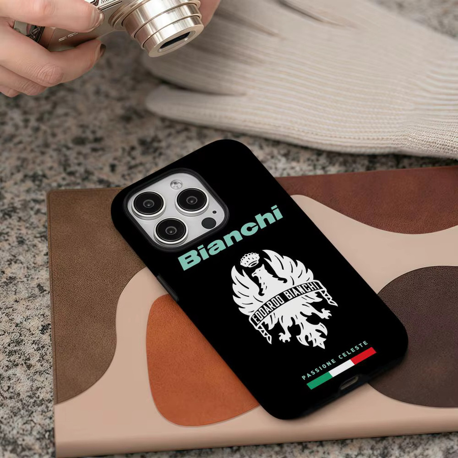 B-Bianchi-S Handyhülle für iPhone 12 bis 17 Pro Max Plus mit glänzender HD-Doppelschicht-Flüssighartschale in Schwarz und Weiß - Bild 6