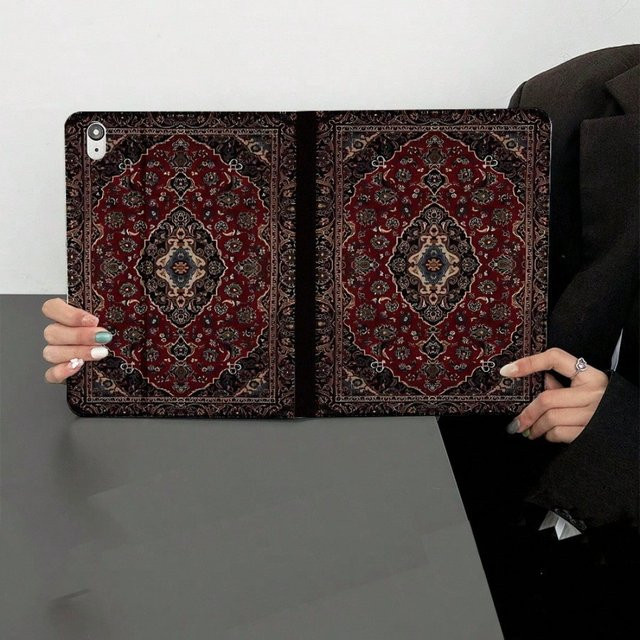 Apple iPad Hülle im Book-Stil mit Retro-Diamant-Design in Rot für iPad Pro 10/11 Zoll und iPad Air 3/4/5 Generation - Bild 1