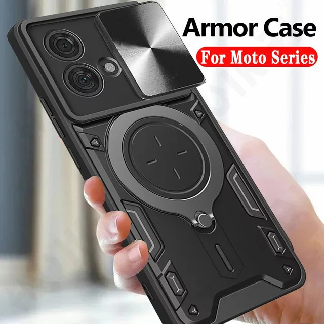 Military Armor Schutzhülle für Motorola Moto G84 G54 G14 G22 G71 G53 G52 G62 G72 G32 mit Kameraobjektiv-Schutz in Schwarz und Gold - Bild 1