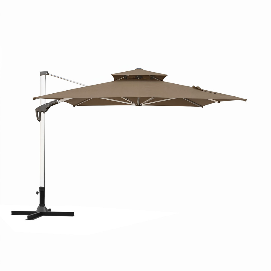anndora Ampelschirm aus Aluminium mit Metallkreuz, Braun, 3 x 4 m, 360 Grad drehbar und schwenkbar neigbar - Bild 1