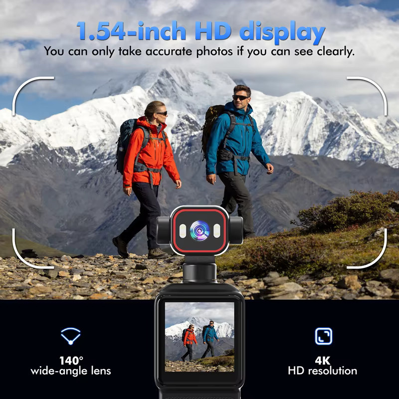Lenovo Mini 4K Pocket Action-Kamera mit 140 Grad Weitwinkelobjektiv, WiFi und 1,54 Zoll HD-Bildschirm in Schwarz - Bild 4
