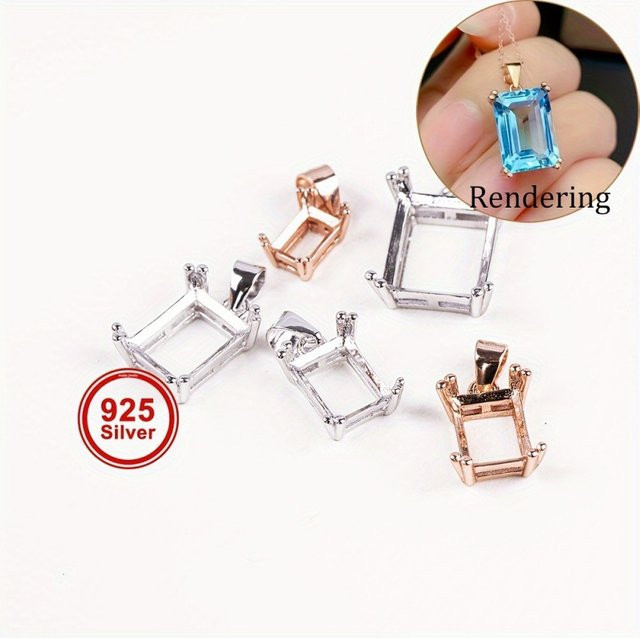 weainy Anhänger 925 Silber, Roségold, Rechteck, Unisex - Bild 1