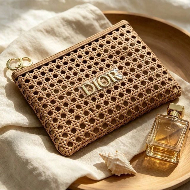 DIOR Kosmetiktasche Damen, Rattan-Gewebe - Bild 1