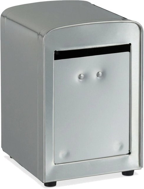 Relaxdays Serviettenspender aus Stahl in Silber, rutschfest, B: 15 cm, T: 9,5 cm, H: 11 cm - Bild 1