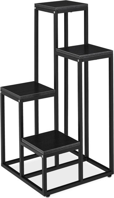 Relaxdays Blumentreppe aus Stahl und MDF in Schwarz mit 4 Ablagen, Höhe: 100 cm, Breite: 40 cm, Tiefe: 40 cm - Bild 1