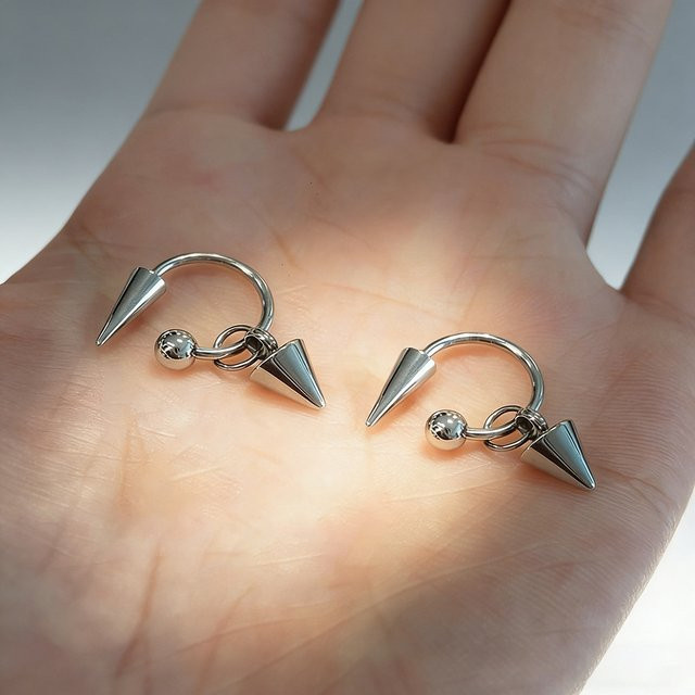 HONGTU BOBY JEWELRY Piercing Ohrhänger, Edelstahl, Silber, Unisex - Bild 1