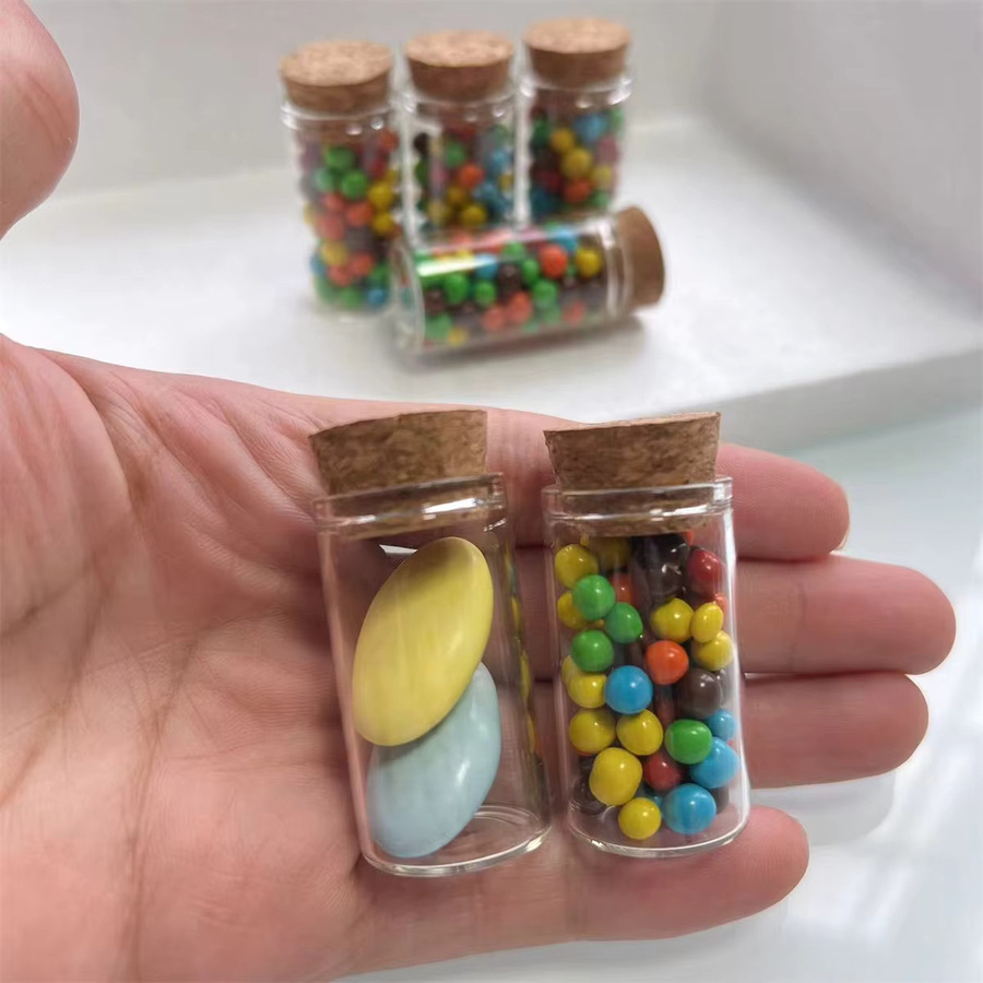 LYGIL Mini-Glasflaschen mit Korkverschluss, transparent, 7 ml, B/T/H: 1,7 x 2,2 x 4,0 cm - Bild 2