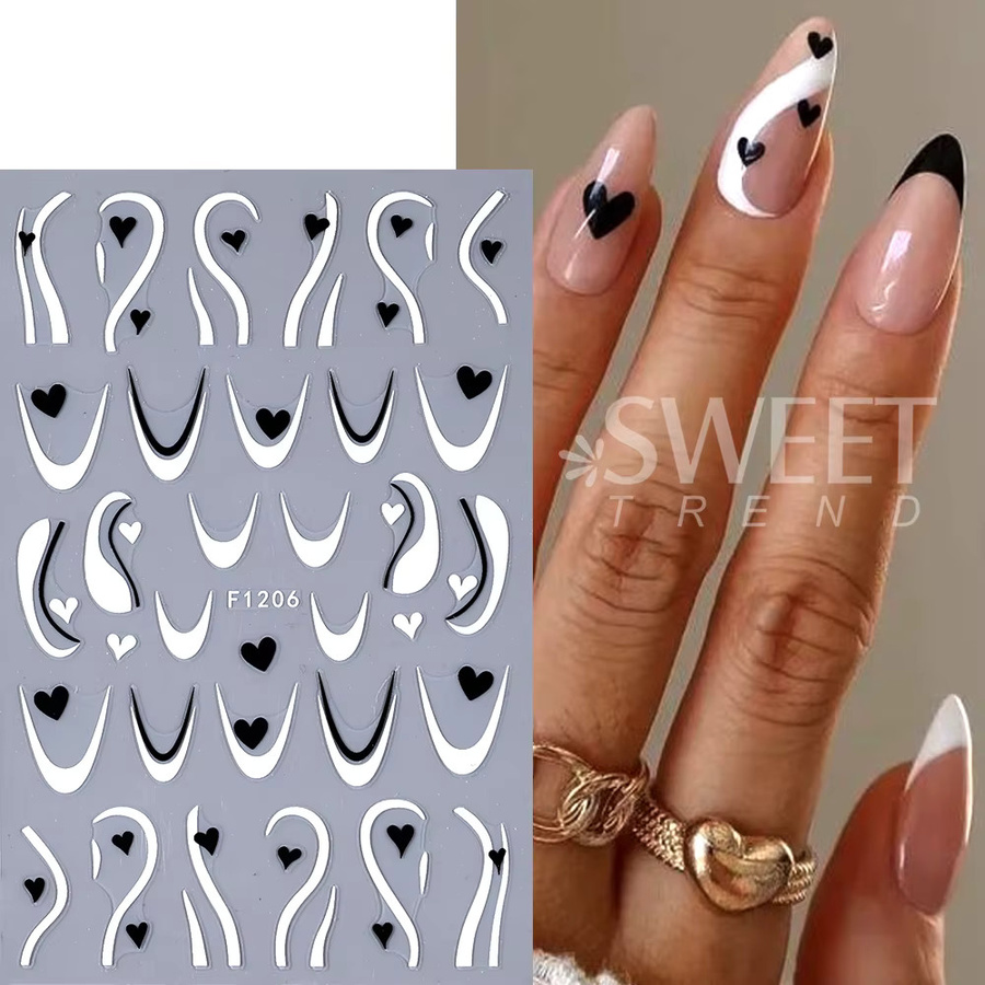 SWEET TREND Nagelaufkleber, Schwarz-Weiß, Geometrisch, Damen - Bild 1