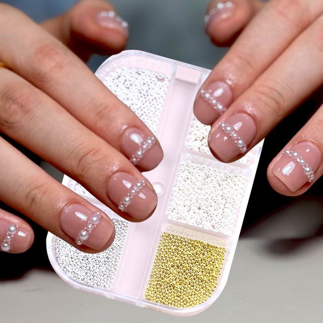 SWEET TREND Nail Art Charms, Weiße Perlen, Glänzend, Unisex - Bild 1