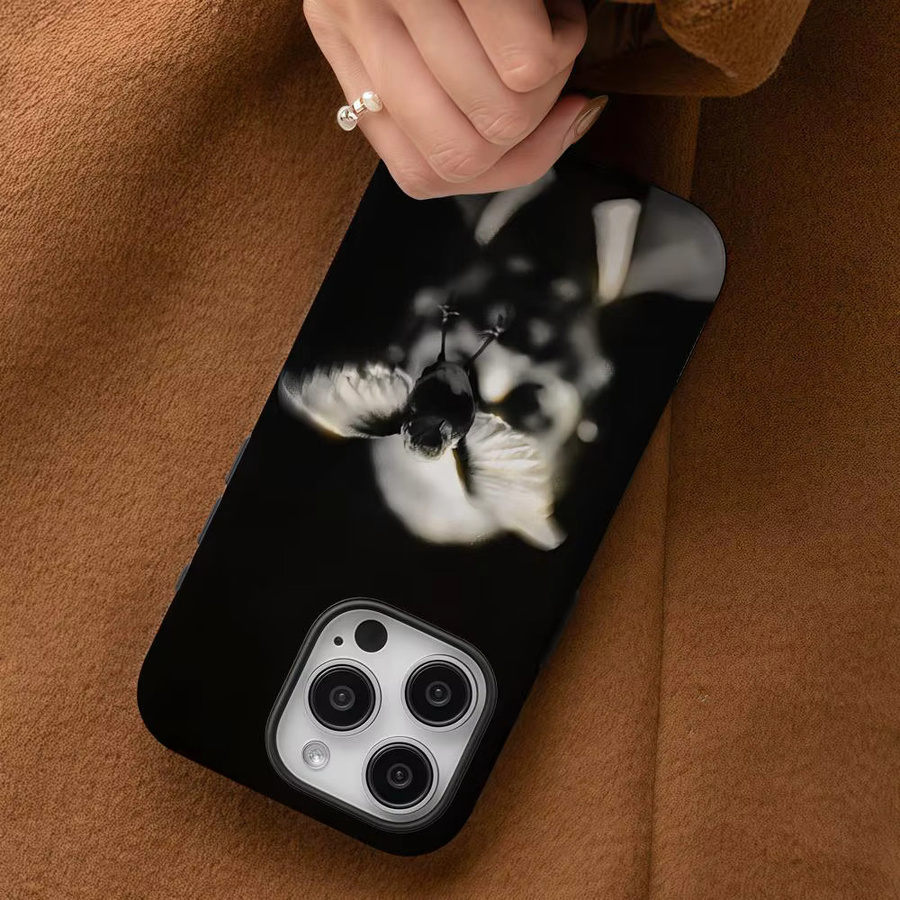 Band W-Wunderhorse Handyhülle für iPhone 17 16 15 14 13 12 Pro Max Plus in Schwarz oder Weiß mit glänzender HD-Doppelschicht-Flüssighartschale - Bild 4