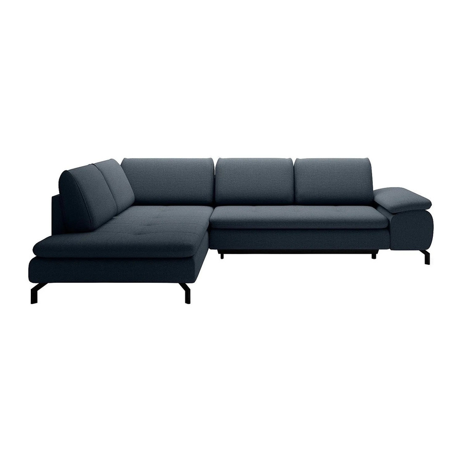 Vente-unique Schlafsofa Archibald in Blau mit L-Form und Strukturstoff - Bild 2