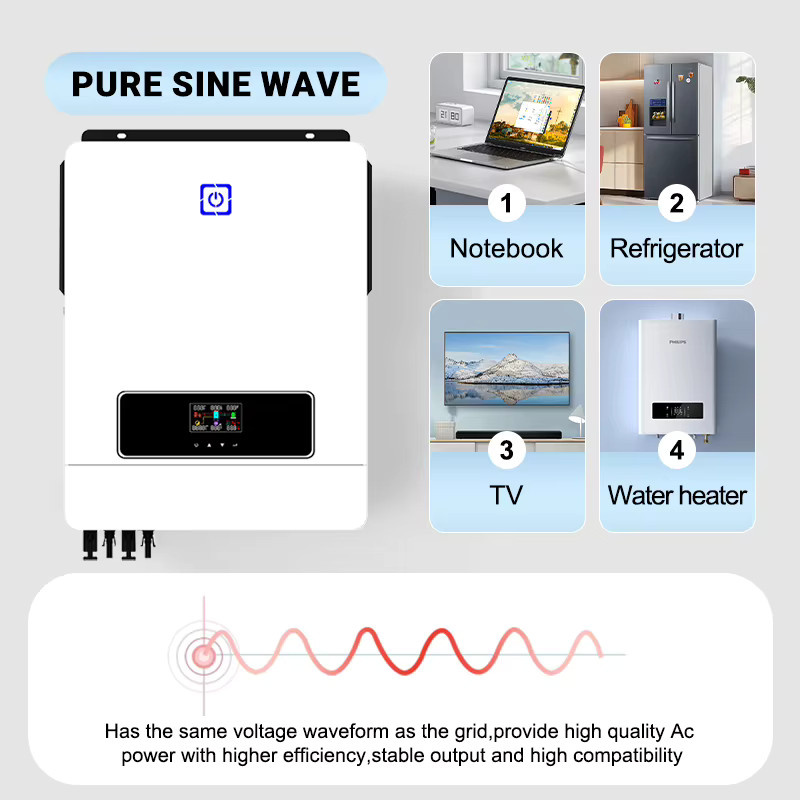 ANENJI Hybrid Solar-Wechselrichter 10KW 48V Off-Grid mit 160A MPPT, Reine Sinuswelle, Dual-Ausgang 5400W*2, PV 90-450VDC und WiFi-Monitor, Weiß - Bild 2