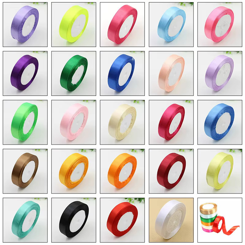 Graues Satinband für DIY-Bastelarbeiten und Geschenkverpackungen, 25 Yards pro Rolle - Bild 1