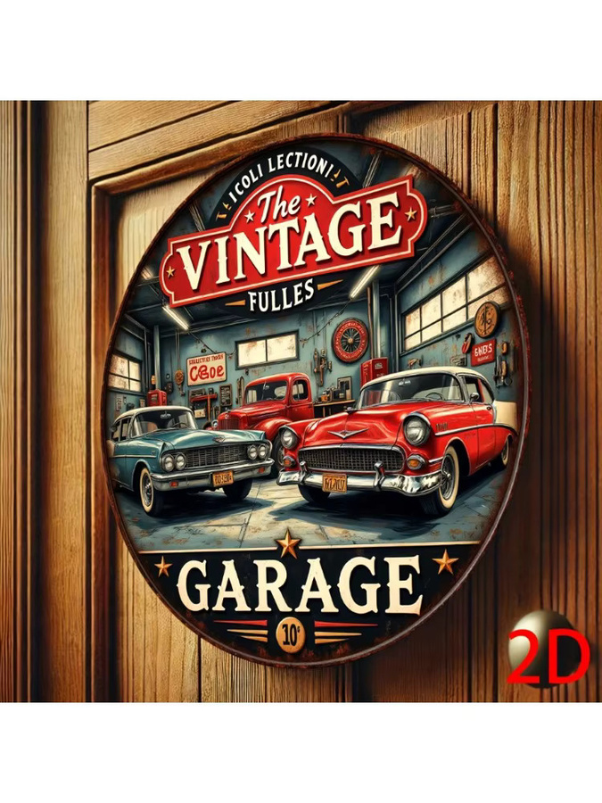 Rundes Wandschild aus Aluminium von HELLOYOUNG im Vintage-Retro-Garage-Stil, mehrfarbiges Metallschild mit klassischem Design, Durchmesser: 20 cm - Bild 6
