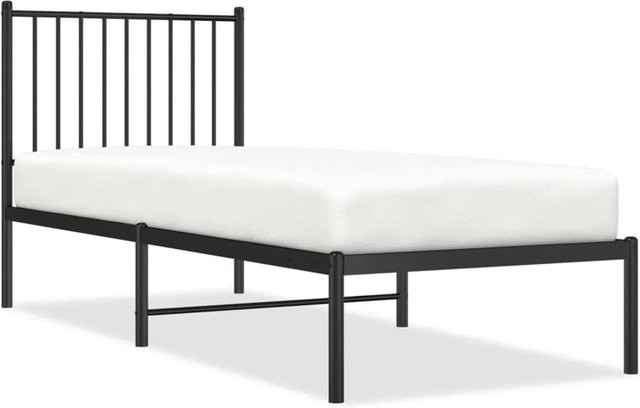 vidaXL Bettgestell aus Metall mit Kopfteil in Schwarz, B/T/H: 80 x 200 x 90,5 cm - Bild 1