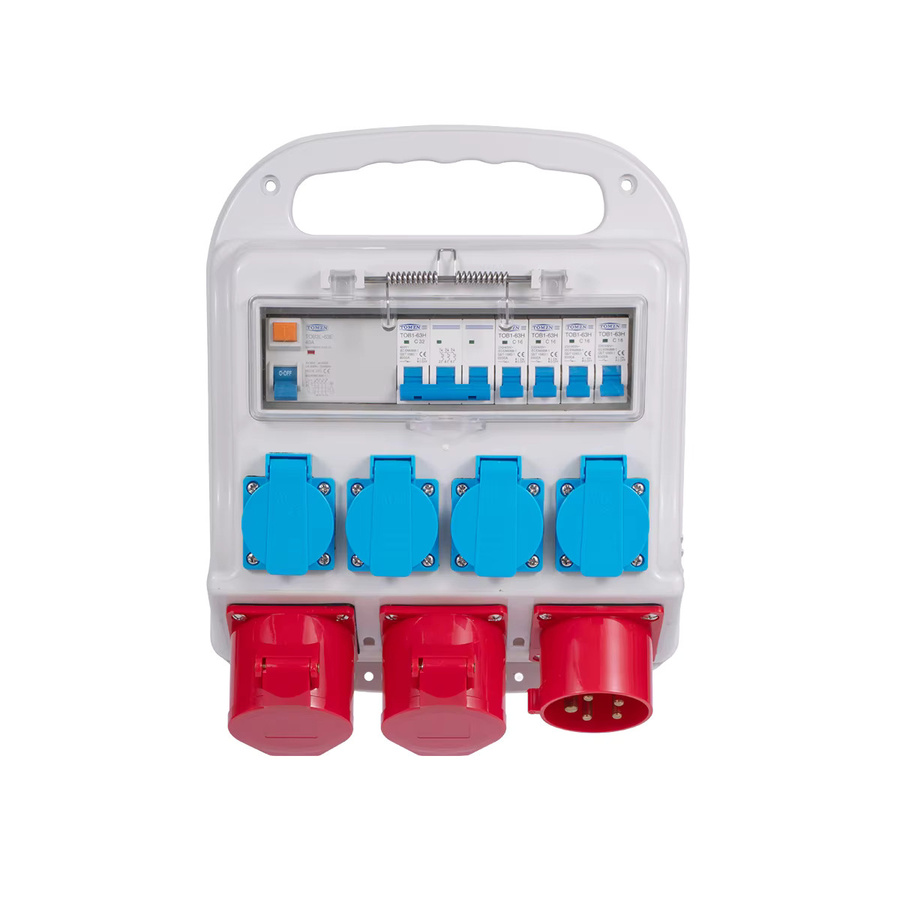 TOMZN Industrielle Wasserdichte Steckdosenbox IP65 für Außenbereich, Tragbarer Baustellen-Stromschalter 3-Phasen AC 400V 32A - Bild 4