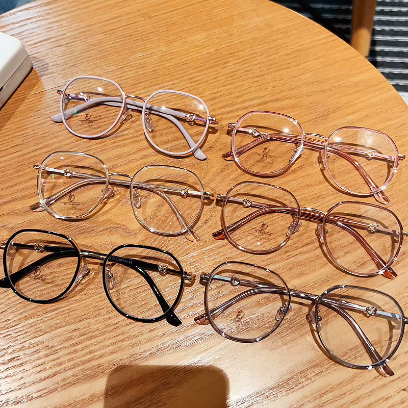 Anti-Blaulicht-Korrektionsbrille, unregelmäßiger Rahmen, Damen, Vollrand, Rund, Metall - Bild 2