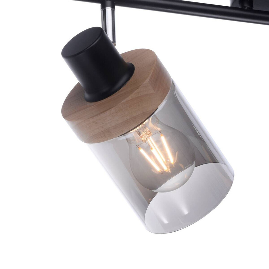 Just Light Pasqual Wand- und Deckenleuchte Schwarz aus Metall und Glas mit 2 E27 Fassungen B/H/T: 24 x 30 x 64 cm - Bild 2