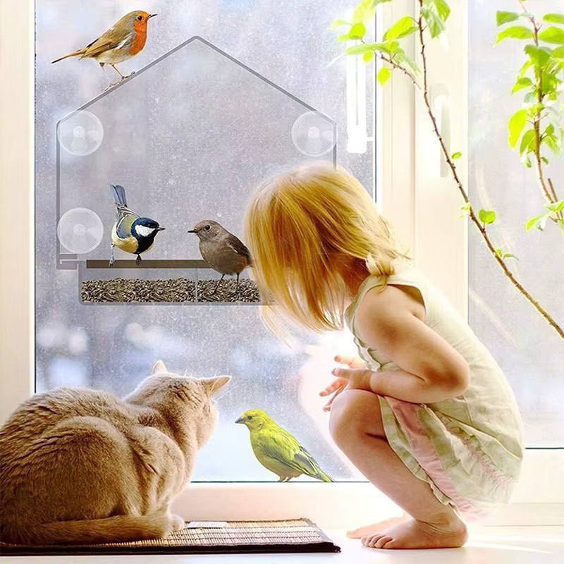 Vantnapf Acryl Vogelhäuschen mit transparentem Fenster für den Garten in Transparent - Bild 3