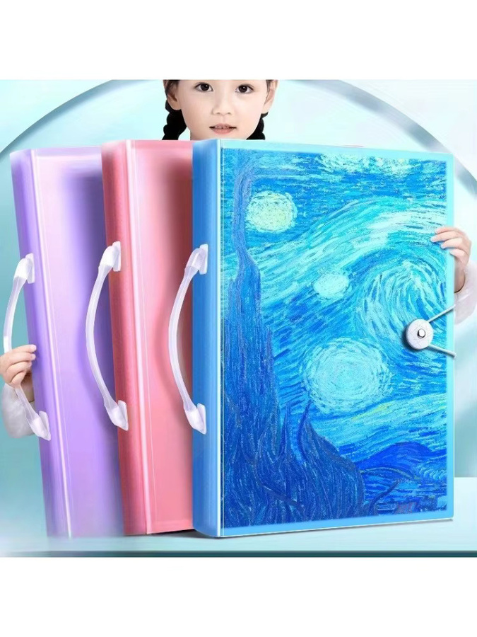 A3 Kunstportfolio Präsentationsbuch mit 60 Fächern und 120 Seiten, blaues Nachthimmel-Design mit Griff für Künstler und Büro, Kunststoff - Bild 2
