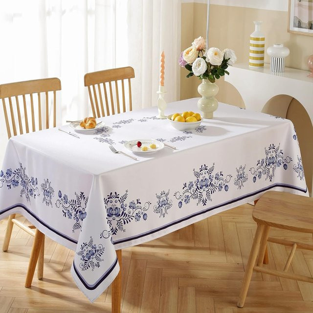 Wasserdichte rechteckige Tischdecke Beau Maison in Blau und Weiß, B/L: 140 x 180 cm - Bild 1